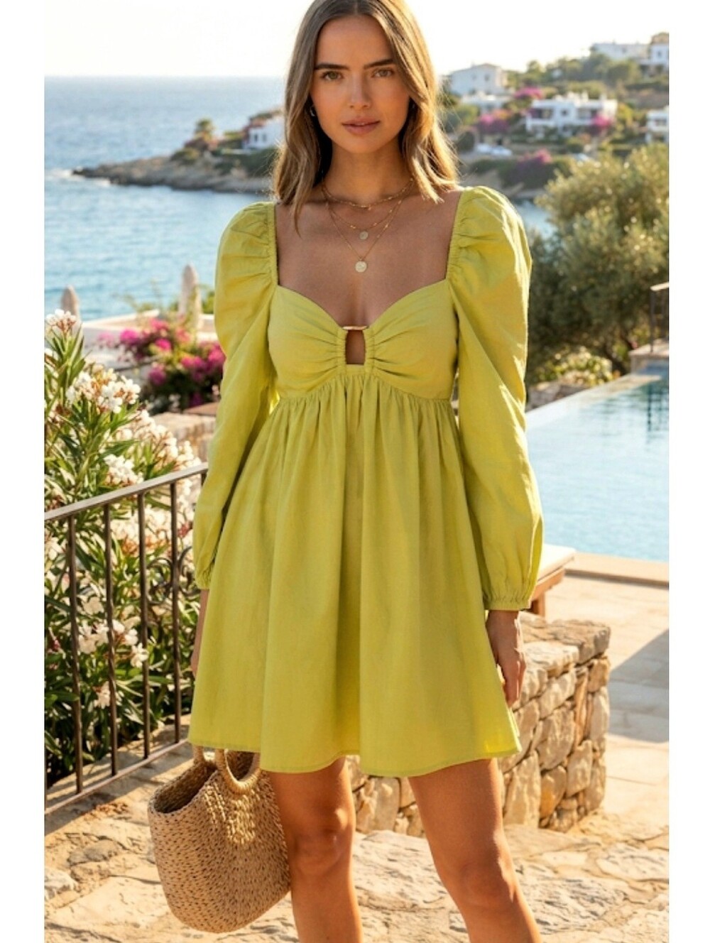 Lovers + Friends Sawtelle Mini Dress Light Lime Size XS